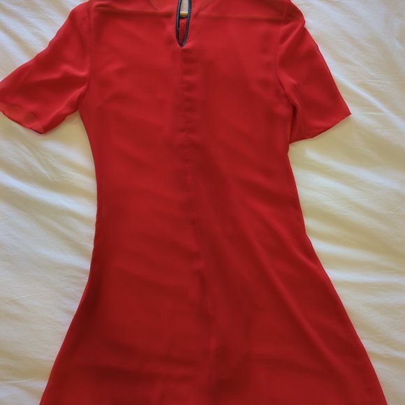 Sisley Red Sheer Mini Dress with Ruffles - Size M - Picture 4 of 5